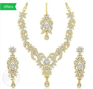 Diamond Embellished Gold Jewelry Set