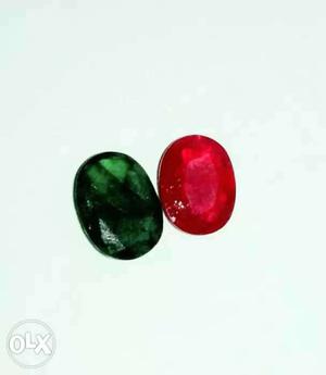 Emerald And Ruby Oval Cut Gemstones