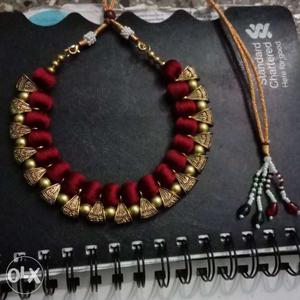Gold-colored And Red Necklace