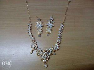 Gold-colored Diamond Encrusted Jewelry Set