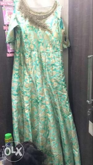 Green And Brown Floral Empire Waist Dress