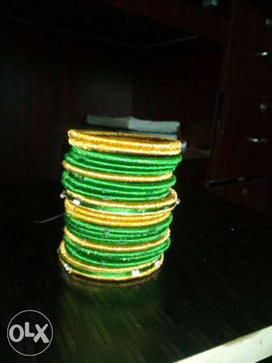 Green And Yellow Thread Bangles