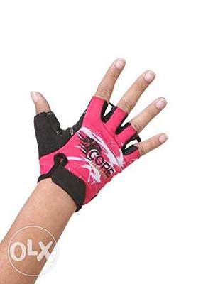 Ladies pink cycling Hand gloves