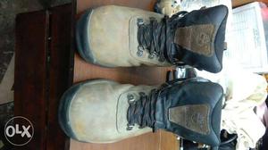 Pair Of Gray Leather Work Boots