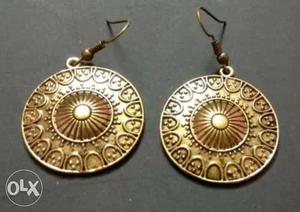Pair Of Round Gold-colored Hook Earrings