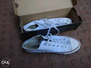 Pair Of White Converse Low-top Sneakers