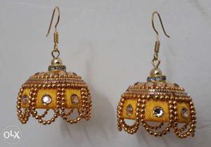 Pair Of Yellow Jhumka Hook Earrings