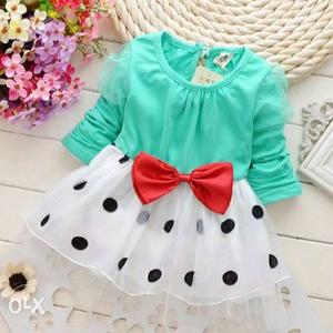 Polka dots dress with Princess bow, new unused