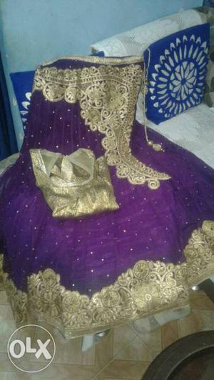 Purple And Yellow Laced Traditional Dress