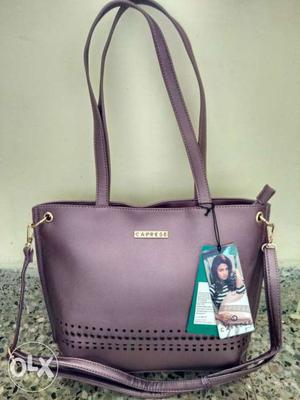 Purple Leather 2-way Handbag