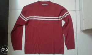 Red And White Crew-neck Sweater