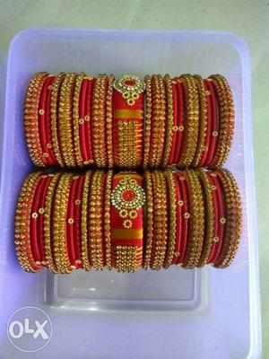 Red and golden hand made silk thread bridal