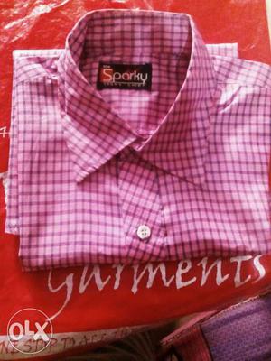 SPARKY silky shining shirt check pink new one day