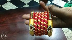 Sandle with red beautiful bangles