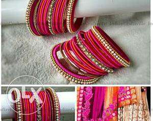 Silk thread bangles and earrings for you