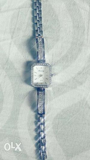 Silver colour beautiful watch with stainless