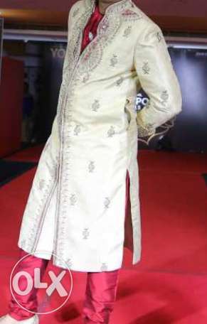 Used only Once - Cream color Sherwani size - 40