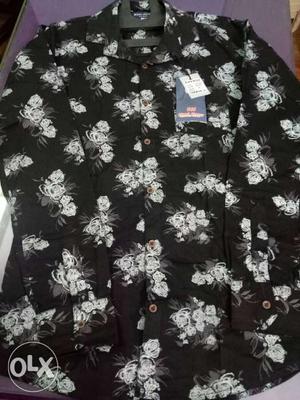 White And Black Floral Dress Shirt