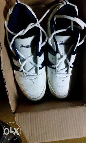 White And Black Low Top Sneakers With Box