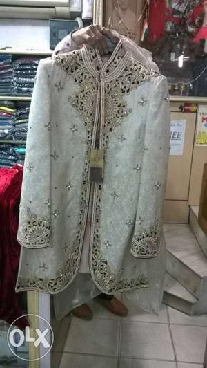 White And Grey Floral Traditional Dress