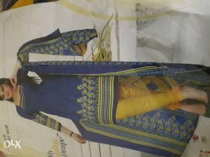 Women's Blue And Yellow Salwar Kameez