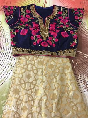 Women's Blue, Pink, And Yellow Floral Traditional Dress