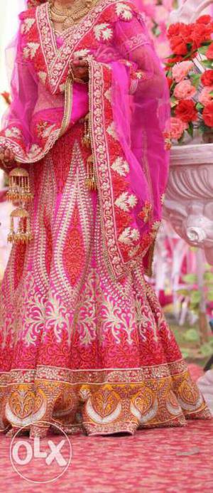 Women's Pink And Red Traditional Dress