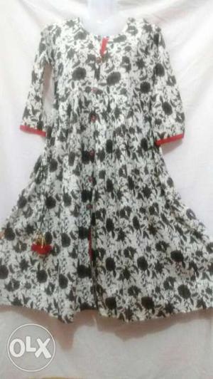 Women's White And Black Floral Dress