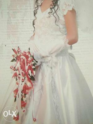 Women's White Silky Wedding gown