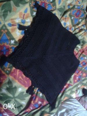 Black Knit Poncho