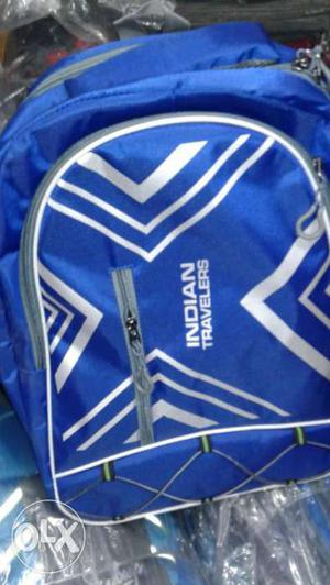 Blue And White Indian Travelers Backpack