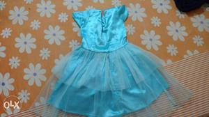 Blue colour party frock for girls aged between 6