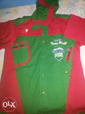 Green and red stylish full shirt with cap kids