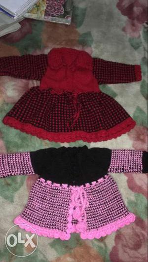 Red And Pink Knitted Jackets