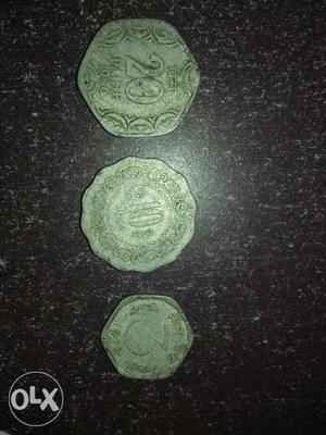 20 paisa, 10 paisa and 3 paisa coin.