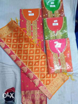 A chanderi suit with banarasi buti and border and