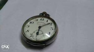Antique silver pocket watch. swiss made watch.porcelain dial