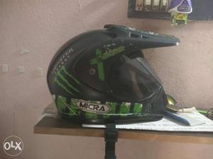 Black And Green Micra Motocross Helmet