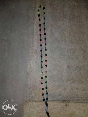 Black Blue And Pink Beaded Necklace