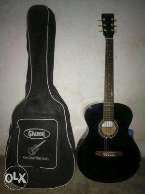 Black Dreadnought Acoustic Guitar With Case