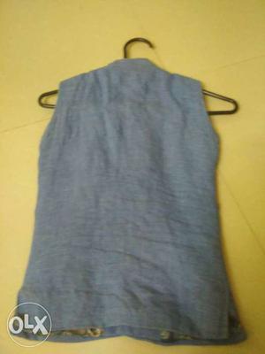Blue And Gray Sleeveless Top