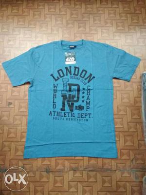 Blue And White London Printed Crew-neck T-shirt