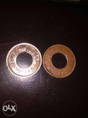 British India  to , three coin set in