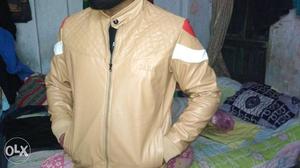 Brown Leather Zipper Jacket