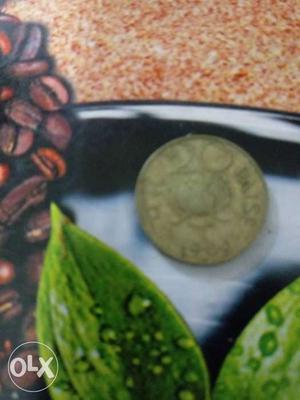 Brown coin indian 20paise lotus printed on the