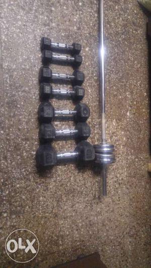 Dumbells and plates n rod.Price Negiotable.