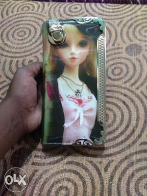 Female Doll In Pink Shirt Printed Leather Long Wallet