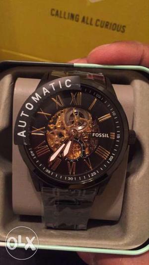 Fossil mechanical watch with steel band