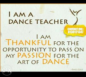 I'm Dance teacher all types event's and shoots