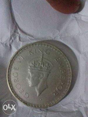 Indian 1 rupee coin of  during the period of